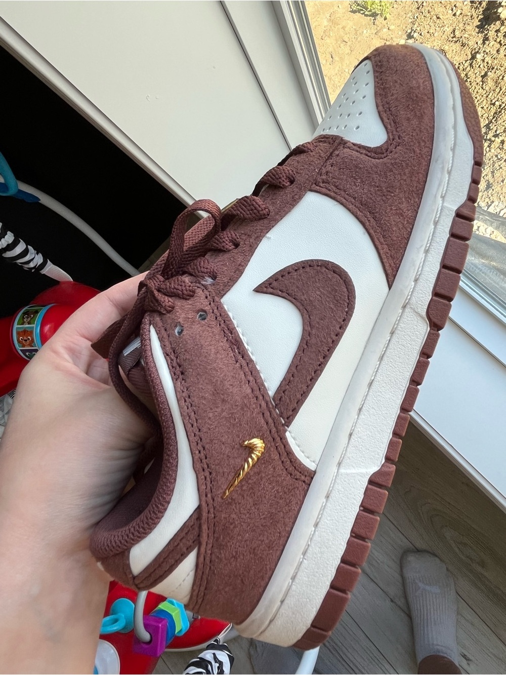 Nike Dunk Low Premium IB4417-104 Brown Suede Mini Gold Swoosh